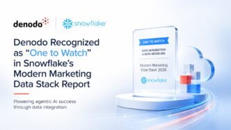 Denodo er anerkjent av Snowflake som "One to Watch" i Modern Marketing Data Stack 2026 for innovasjon innen dataintegrasjon og agentisk AI.