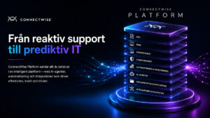 ConnectWise Platform, en AI-driven plattform som integrerar PSA, RMM, cybersäkerhet, AI-agenter, automatisering och öppna integrationer för att hjälpa Managed Service Providers att gå från reaktiv support till prediktiv IT.