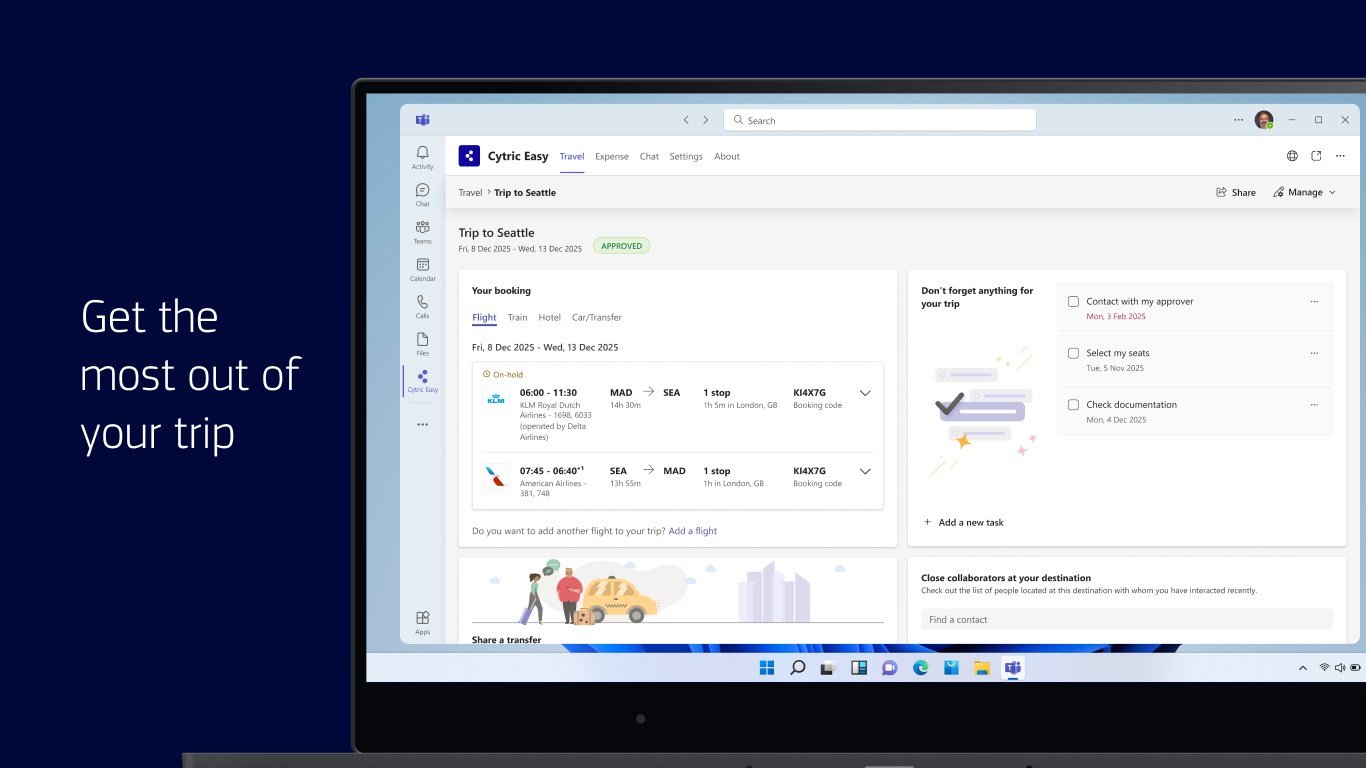 Amadeus och BCD Travel samarbetar för att tillhandahålla Cytric Easy för Microsoft Teams 3 https://store-images.s-microsoft.com/image/apps.64689.8a624500-a6a0-4175-8f8a-20024e442883.01d8ebaf-7e96-4424-96a8-952414f6e8a1.904ca4f6-d270-4c22-b082-73e8d2465f42.png