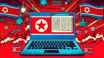 nordkoreanska cyberattacker och EtherHiding på blockkedjor – digital hackingkoncept.