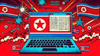 nordkoreanska cyberattacker och EtherHiding på blockkedjor – digital hackingkoncept.