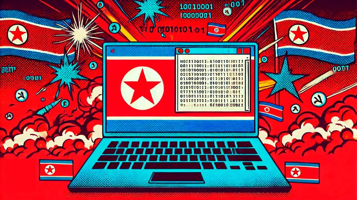 nordkoreanska cyberattacker och EtherHiding på blockkedjor – digital hackingkoncept.