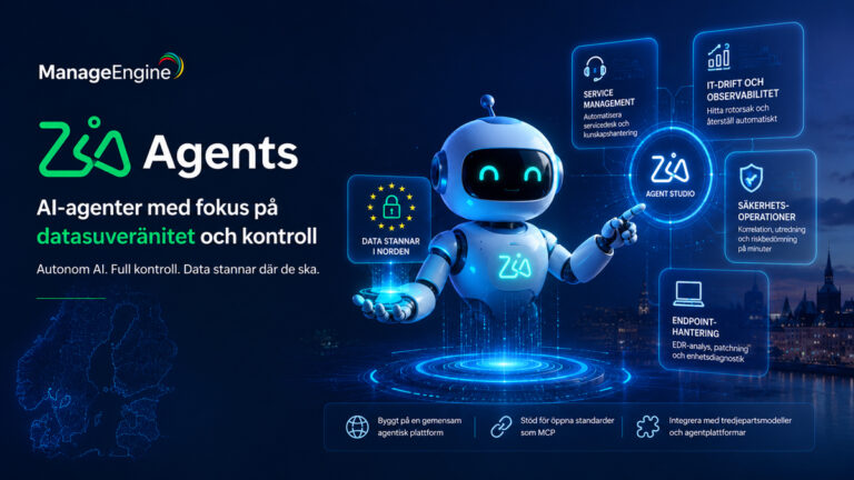 ManageEngine Zia Agents AI-agenter för IT-drift, säkerhet och servicedesk med fokus på datasuveränitet