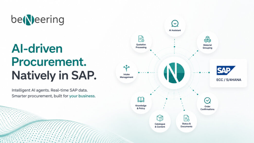 BeNeering lanserar AI-drivna inköpsagenter för SAP-miljöer | IT-Branschen BeNeering lanserar AI-drivna inköpsagenter för SAP-miljöer och automatiserar indirekt inköp med realtidsdata från SAP.