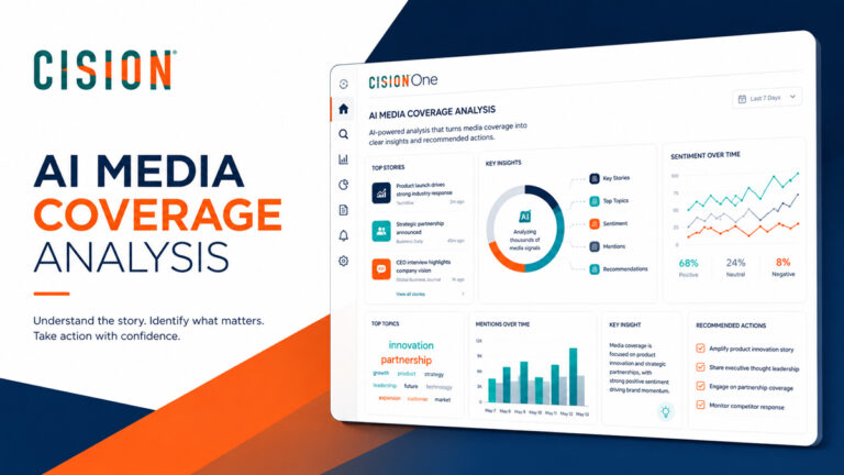 CisionOne AI Media Coverage Analysis unterstützt Kommunikationsteams bei der Analyse der Medienberichterstattung, der Identifizierung wichtiger Geschichten und der Umwandlung von Daten in umsetzbare Erkenntnisse.