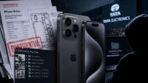 Läckta dokument och prototyp av iPhone 18 Pro Max efter cyberattack mot Tata Electronics som exponerade konfidentiella Apple-filer på mörka webben.