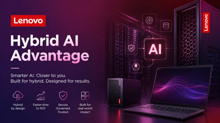 Lenovo Hybrid AI Advantage med AI-infrastruktur for bedrifter, sikker AI, agent-AI og optimalisert AI-inferens.