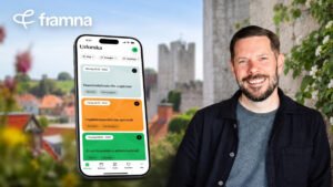 Marthin Freij, Commercial Director på Framna, presenterar Almedalen by Framna, en kostnadsfri AI-utvecklad app för Almedalsveckan 2026 med personligt schema, kartfunktioner och smart navigering för besökare i Visby.