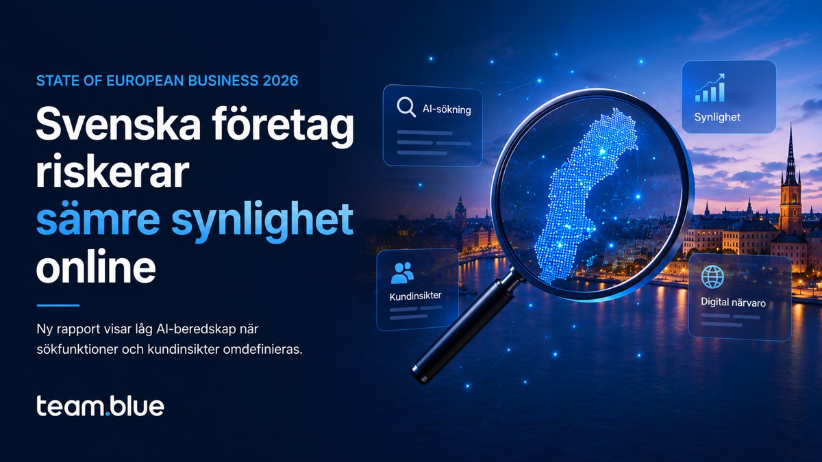 AI-rapport från team.blue visar att svenska företag riskerar sämre synlighet online när AI förändrar sökfunktioner och kundupptäckt.