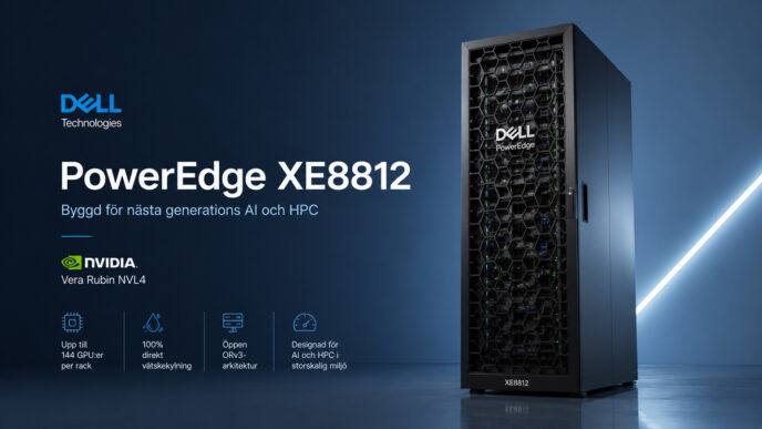 Dell PowerEdge XE8812 AI-server med NVIDIA Vera Rubin NVL4 för HPC, AI och datacenter med upp till 144 GPU:er per rack.