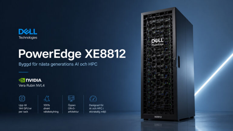 Dell PowerEdge XE8812 AI-server med NVIDIA Vera Rubin NVL4 for HPC, AI og datasenter med opptil 144 GPU-er per rack.