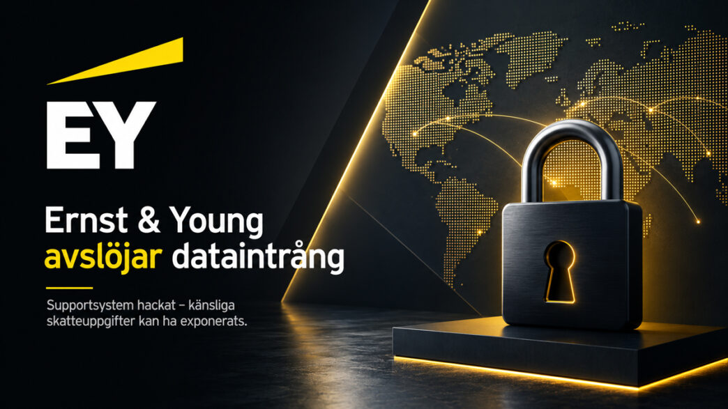 Ernst & Young avslöjar dataintrång efter intrång i supportsystem | IT-Branschen Ernst & Young visualiserar ett dataintrång efter att ett tredjepartsbaserat supportsystem komprometterats, med cybersäkerhet och globala digitala nätverk i fokus.