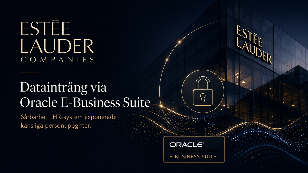 Estée Lauder confirms data breach after Oracle E-Business Suite breach | IT Industry The Estée Lauder data breach focused on the Oracle E-Business Suite. The image shows a modern corporate office, a digital security icon, and a minimalist cybersecurity design symbolizing a breach in a mission-critical HR system.