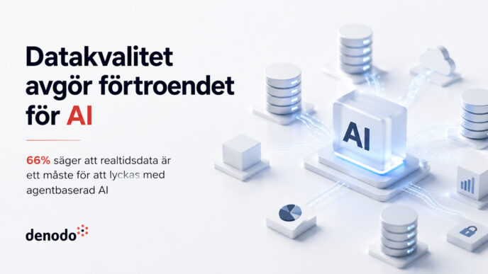 Minimalistisk illustration som visar ett AI-system omgivet av sammankopplade datakällor, realtidsdata och säkerhetsfunktioner. Bilden symboliserar hur datakvalitet och styrning skapar förtroende för agentbaserad AI i moderna företag.