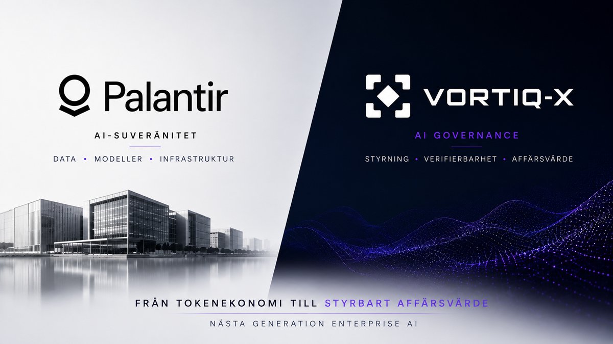Palantir och VORTIQ-X representerar nästa generation av Enterprise AI med fokus på AI Governance, AI-suveränitet, verifierbarhet och styrbart affärsvärde.