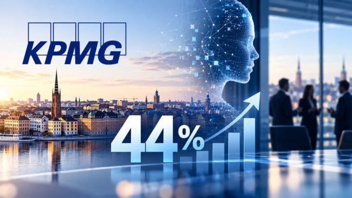KPMG CEO Outlook 2026 visar att 44 procent av svenska företagsledare förväntar sig fler anställda till följd av AI-driven tillväxt.