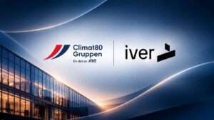 Climat80 Gruppen väljer Iver som ny IT-partner. Bilden visar Climat80 Gruppens huvudkontor med företagens logotyper.