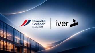 Climat80 Gruppen väljer Iver som ny IT-partner. Bilden visar Climat80 Gruppens huvudkontor med företagens logotyper.